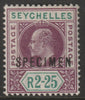 Seychelles 1903 KE7 Key Plate 2r25 overprinted SPECIMEN with gum, only about 750 produced SG 56s