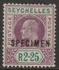 Seychelles 1903 KE7 Key Plate 2r25 overprinted SPECIMEN poor gum, only about 750 produced SG 56s
