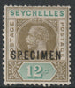 Seychelles 1912 KG5 Key Plate MCA 12c overprinted SPECIMEN with gum, only about 400 produced SG 74s
