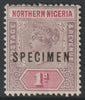 Sierra Leone 1896 QV,Key Plate Crown CA 1d overprinted SPECIMEN with gum, only about 750 produced, SG 42s