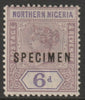 Northern Nigeria 1900 QV,Key Plate Crown CA 6d overprinted SPECIMEN with gum, only about 750 produced, SG 6s