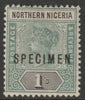 Northern Nigeria 1900 QV,Key Plate Crown CA 1s overprinted SPECIMEN poor gum and small thin, only about 750 produced, SG 7s