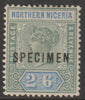 Northern Nigeria 1900 QV,Key Plate Crown CA 2s6d overprinted SPECIMEN with gum and only about 750 produced, SG 8s