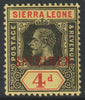 Sierra Leone 1912 KG5,Key Plate MCA 4d overprinted SPECIMEN with gum, only about 400 produced, SG117s