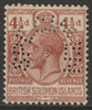 Solomon Islands 1922 KG5 Multiple Script 4.5d perforated SPECIMEN with gum, but corner fault only about 400 produced SG45as