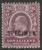 Somaliland 1904 KE7 Crown CA 2a overprinted SPECIMEN with gum and only about 750 produced SG34s