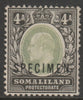 Somaliland 1904 KE7 Crown CA 4a overprinted SPECIMEN with gum and only about 750 produced SG37s