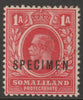 Somaliland 1912 KG5 MCA 1a overprinted SPECIMEN without gum and only about 400 produced SG61s