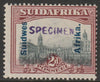South West Africa 1927 Pictorial 2d (Afrikaans single) handstamped SPECIMEN with gum and only about 400 produced SG 49s