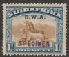 South West Africa 1927 Pictorial 1s (Afrikaans single) handstamped SPECIMEN poor gum and only about 400 produced SG 64s