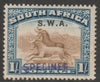 South West Africa 1927 Pictorial 1s (English single) handstamped SPECIMEN poor gum and only about 400 produced SG 64s