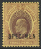 Southern Nigeria 1907 KE7 MCA 3d overprinted SPECIMEN with gum and only about 400 produced SG 37s