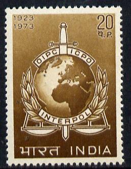 India 1973 50th Anniversary of Interpol unmounted mint, SG 698*