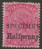 Tasmania 1889 QV 1/2d on 1d overprinted SPECIMEN with gum and only 345 produced SG 167s