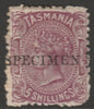 Tasmania 1871 QV 5s purple overprinted SPECIMEN without gum and ragged perfs