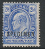 Turks & Caicos Is 1909 KE7 2.5d overprinted SPECIMEN, fine with gum and only about 400,produced SG 120s