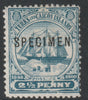 Turks & Caicos Is 1900 Badge of Colony 2.5d overprinted SPECIMEN,with gum but paper adhesion, only about 750,produced SG 104s
