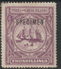 Turks & Caicos Is 1900 Badge of Colony 2s overprinted SPECIMEN,with gum and only about 750,produced SG 108s