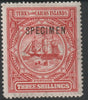 Turks & Caicos Is 1900 Badge of Colony 3s overprinted SPECIMEN,with gum and only about 750,produced SG 109s