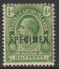 Turks & Caicos Is 1913 KG5 MCA 1/2d overprinted SPECIMEN,with gum but toned only about 400,produced SG 129s