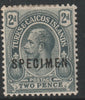 Turks & Caicos Is 1913 KG5 MCA 2d overprinted SPECIMEN,with gum and only about 400,produced SG 131s