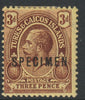 Turks & Caicos Is 1913 KG5 MCA 3d overprinted SPECIMEN,with gum and only about 400,produced SG 133s