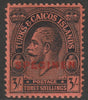 Turks & Caicos Is 1922 KG5 MCA Postage 3s overprinted SPECIMEN,with gum and only about 400,produced SG 175s