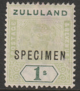 Zululand 1894 QV Key PLate 1s overprinted SPECIMEN,without gum and only about 750 produced SG 25s