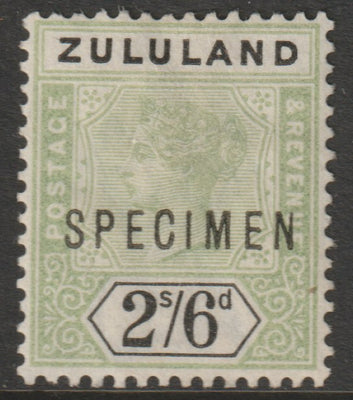Zululand 1894 QV Key PLate 2s6d overprinted SPECIMEN,without gum and only about 750 produced SG 26s