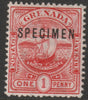 Grenada 1906 Badge of Colony 1d overprinted SPECIMEN,with gum and only about 750 produced SG 78s
