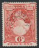 Tonga 1942-49 Pictorial 6d Coral perforated SPECIMEN with gum, only about 400 produced, SG 79s