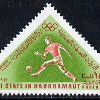 Aden - Qu'aiti 1968 Football 15f from Mexico Olympics triangular perf set of 8 (Mi 206-13A) unmounted mint