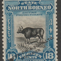 North Borneo 1909 Printers sample of 18c Pictorial in black & blue opt'd 'Waterlow & Sons Specimen' with small security punch hole on ungummed paper (as SG 175)