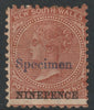 New South Wales 1871 QV Surcharged 9d on 10d overprinted SPECIMEN,without gum, SG 220gs