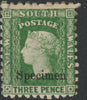 New South Wales 1856 QV,3d green overprinted SPECIMEN,with gum, SG Type 16