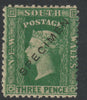 New South Wales 1856 QV,3d green overprinted SPECIMEN,with gum but overall toning, SG Type 16