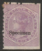 New South Wales 1871 QV,6d mauve overprinted SPECIMEN,without gum and trimmed perfs SG Type 37