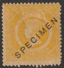 New South Wales 1854 QV,6d yellow overprinted SPECIMEN,with gum SG Type 13