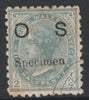 New South Wales 1892 QV,OS 1/2d grey overprinted SPECIMEN,poor gum and cancelled with concentric circles corner fault, SG O58s