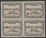 Newfoundland 1941 Salmon 10c perforated proof block of 4 each with security punch hole