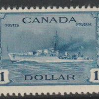 Canada 1942-48 KG6 War Effort $1 Destroyer unmounted mint but gum slightly disturbed, SG 388