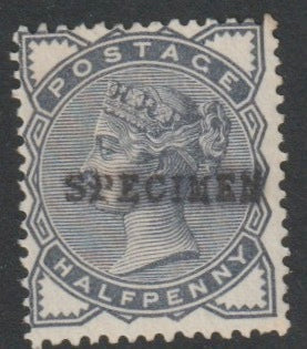 Great Britain 1883 QV 1/2d slate-blue wmk Imperial Crown handstamped SPECIMEN,without gumt SG 187s