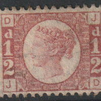 Great Britain 1870 QV 1/2d plate 4 DJ small part gum SG 49