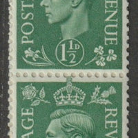 Great Britain 1951 KG6 New Colours 1.5d pale green a fine unmounted mint coil end with 4 stamps attached