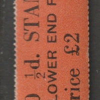 Great Britain 1951 KG6 New Colours 1/2d pale orange a fine unmounted mint coil (W) leader,(8) with 2 stamps attached