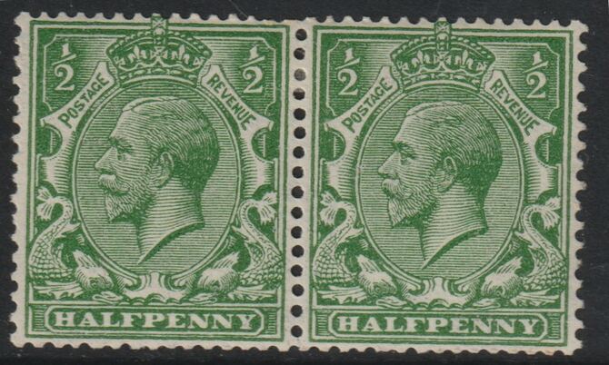 Great Britain 1924 KG5 1/2d green horiz pair with watermark sideways mounted mint SG 418a