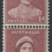 Australia 1937 Queen Elizabeth 1d maroon vertical coil pair lightly mounted mint SG 181a