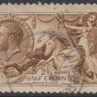 Great Britain 1915 Seahorse 2s6d yellow-brown by De La Rue well centred with good perfs and light parcel cancel SG 406