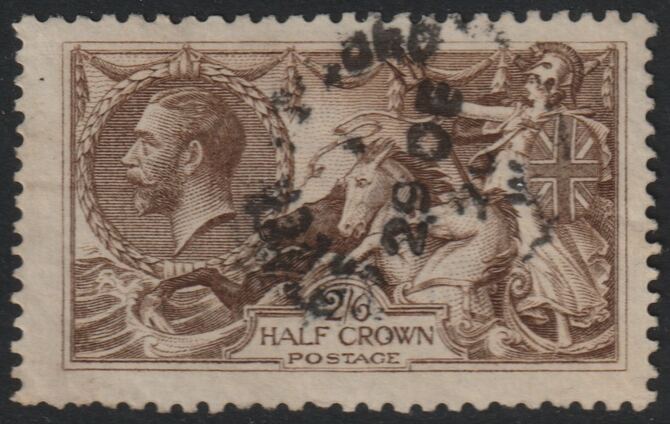 Great Britain 1918 Seahorse 2s6d by Bradbury Wilkinson centred to NE,good used