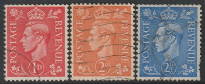 Great Britain 1941 KG6 Light Colours 1d, 2d & 2.5d with sideways wmk good used